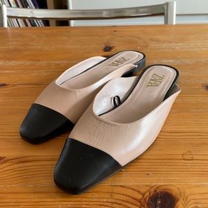 Never worn, Zara cap toe mule